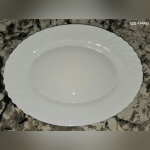 Vintage Arcopal Luminarc France Ruffled White Oval Serving Plate Platter 14"